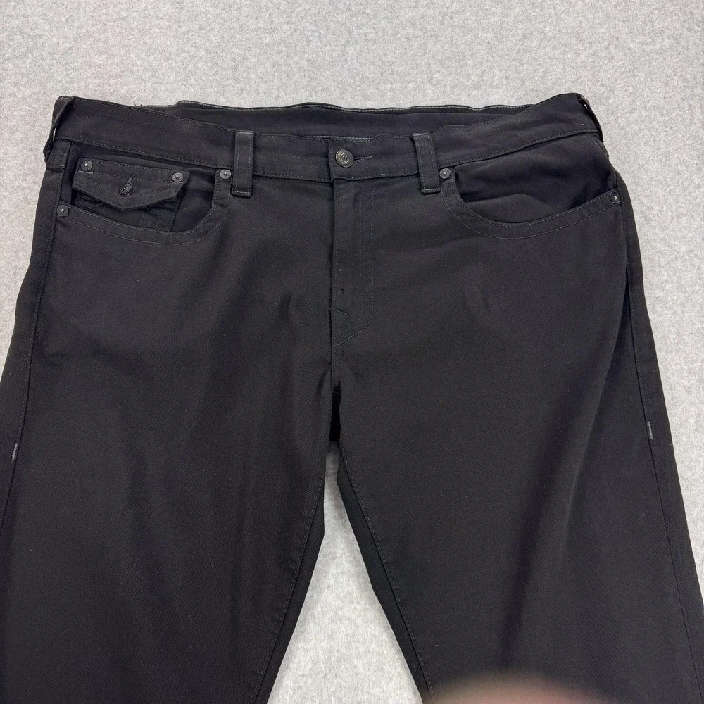 True Religion Jeans Mens 40 Black Wash Geno Slim Tapered Stretch Denim 44x33